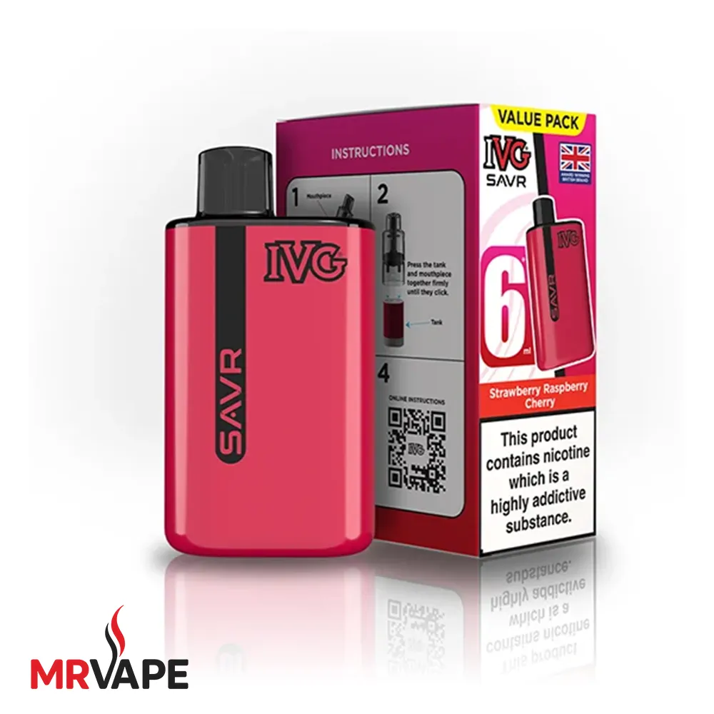 پاد یکبارمصرف ای وی جی طعم توت فرنگی تمشک آلبالو 3000 پاف / IVG SAVR Strawberry raspberry cherry 3K