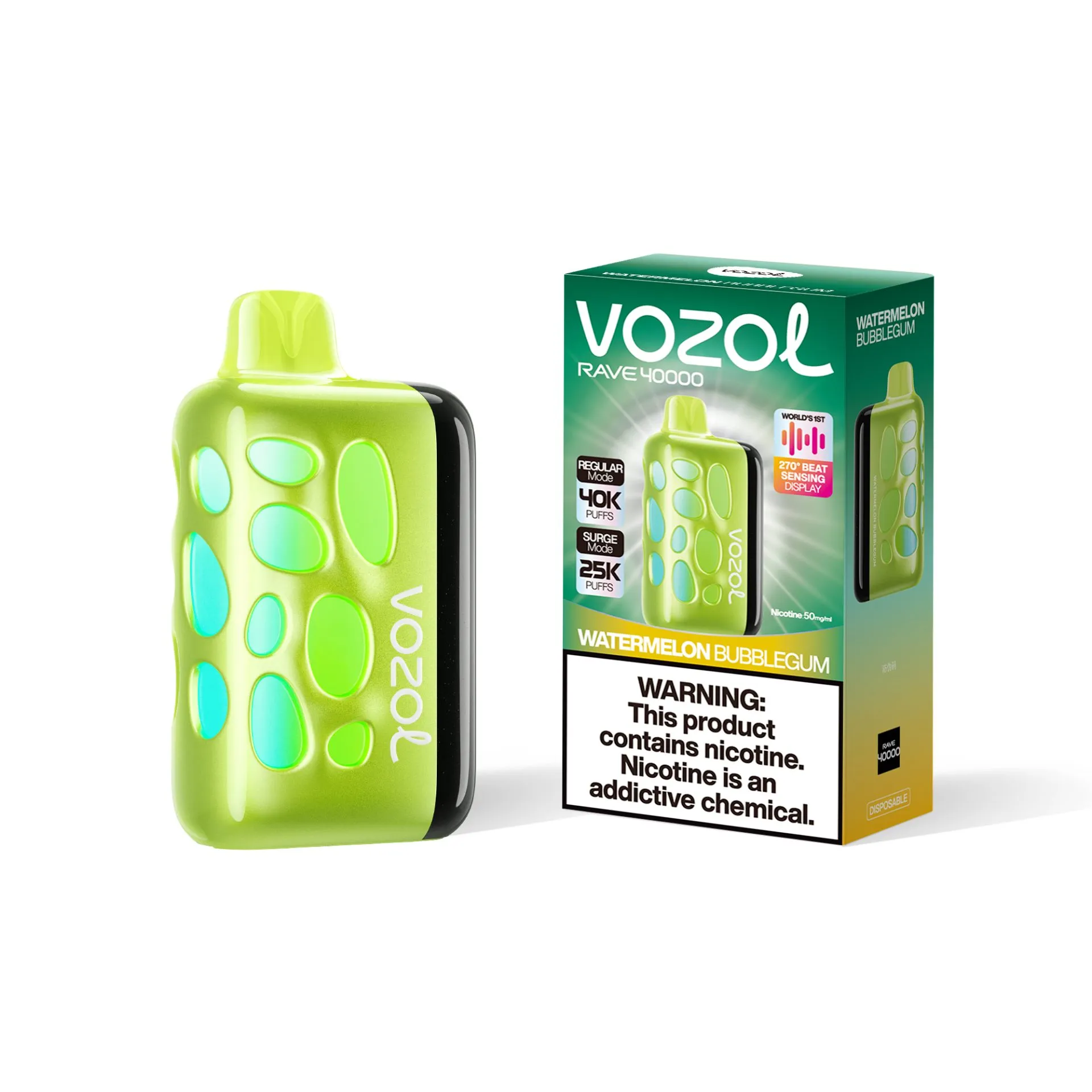 پاد یکبار مصرف 40000 پاف برند ووزول/با طعم آدامس هندوانه/ VOZOL RAVE Watermelon Bubblegum 40000 PUFFS