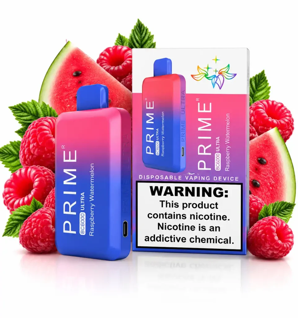 پاد یکبارمصرف هندوانه تمشک پرایم 6هزار پاف/Prime Raspberry Watermelon 6k Puffs