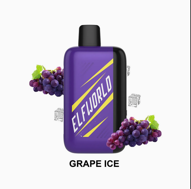 پاد یکبار مصرف ال اف ورلد انگور یخ(30000 پاف)/Elfworld Vape 30000 Puffs Grape Ice