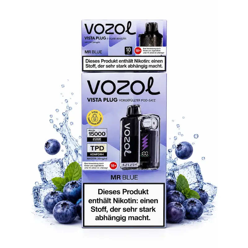 پاد یکبار مصرف ووزول با طعم بلوبری یخی 15هزار پاف/ VOZOL Vista Plug Mr Blue 15K PUFFS