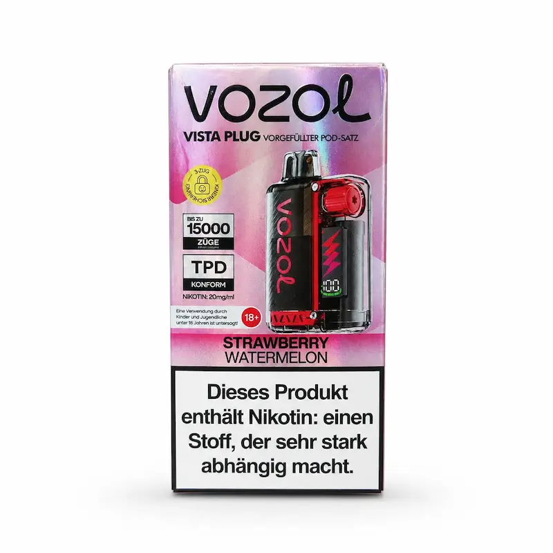 پاد یکبار مصرف ووزول با طعم هندوانه توت فرنگی 15هزار پاف/ VOZOL Vista Plug Strawberry Watermelon 15K PUFFS