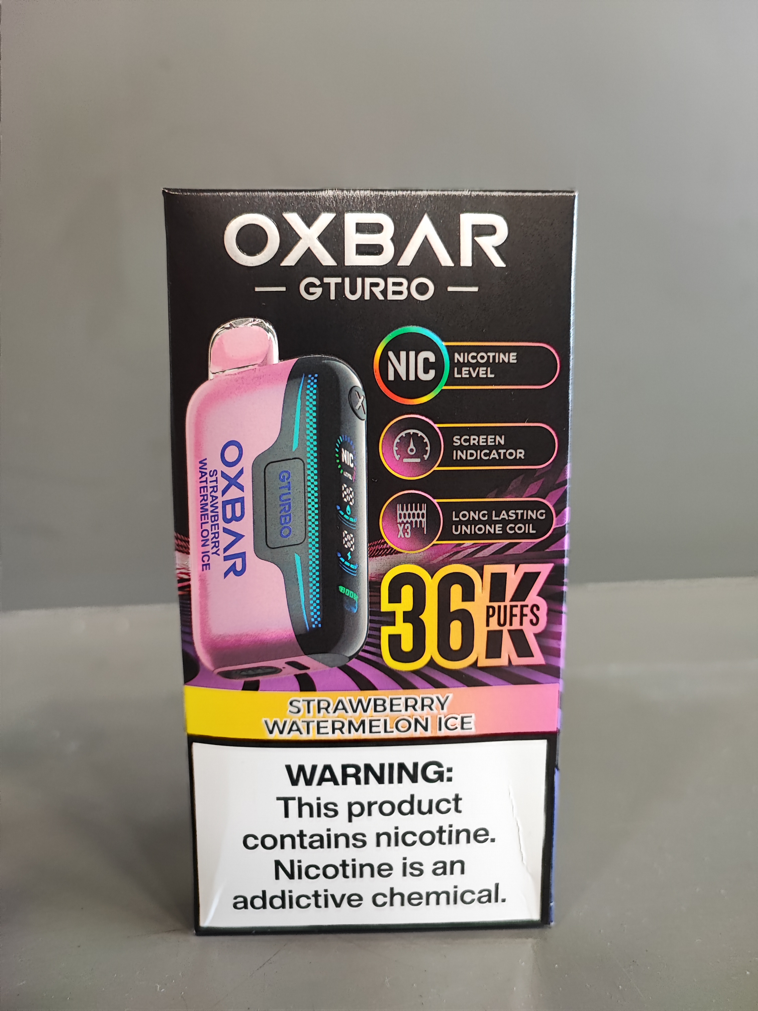 پاد یکبار مصرف اکسبار هندوانه توت فرنگی یخ 36000 پاف/OXBAR GTURBO strawberry watermelon ice 36000k