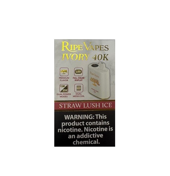 پاد یکبار مصرف رایپ ویپز توت فرنگی یخ ۴۰۰۰۰ پاف/Ripe Vapes ivory straw lush ice 40k
