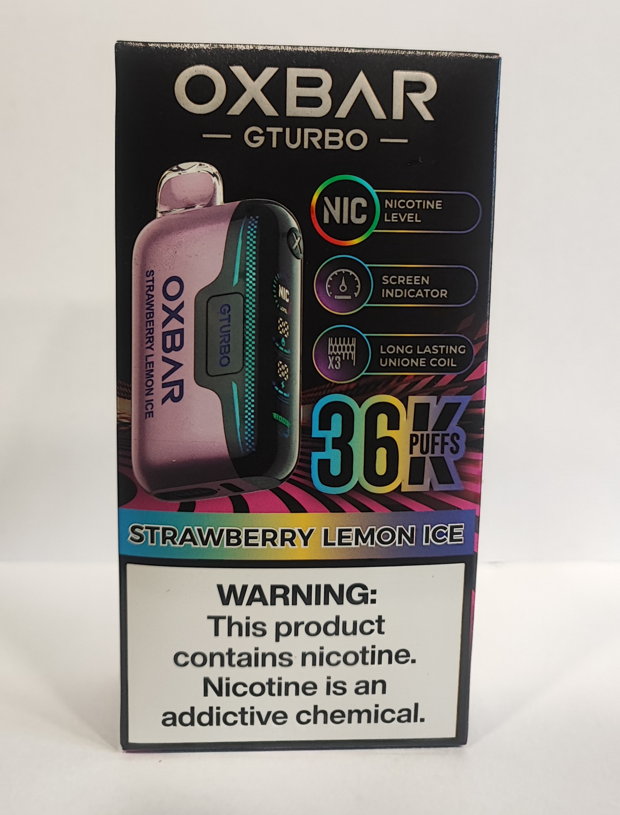 پاد یکبار مصرف اکسبار توت فرنگی لیمو یخ 36000 پاف/OXBAR GTURBO strawberry lemon ice 36000k