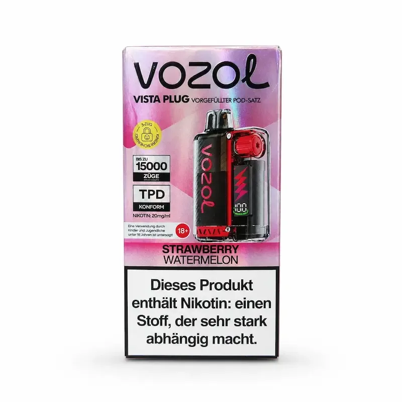 پاد یکبار مصرف ووزول با طعم هندوانه توت فرنگی 15هزار پاف/ VOZOL Vista Plug Strawberry Watermelon 15K PUFFS