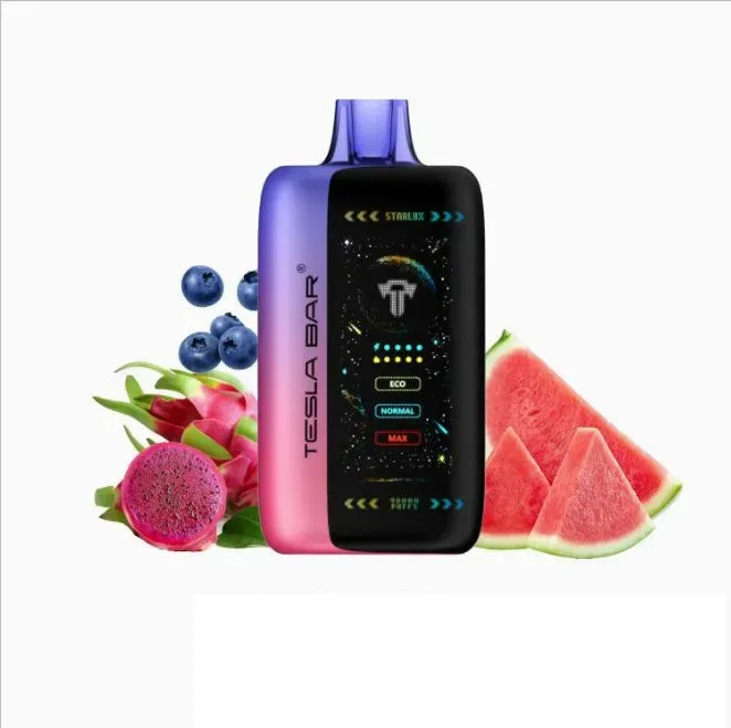 پاد یکبار مصرف تسلا هندوانه تمشک دراگون فروت (40000 پاف)/tesla bar vape 40000 puffs Bluerazz Watermelon Dragon Fruit