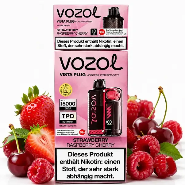 پاد یکبار مصرف ووزول با طعم توت فرنگی تمشک آلبالو 15هزار پاف/ VOZOL Vista Plug Strawberry Raspberry Cherry 15K PUFFS